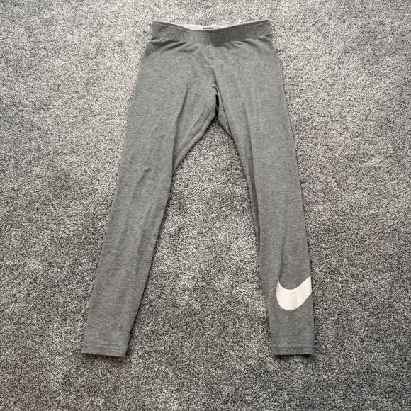 Nike Leggings Womens Small Gray Swoosh Logo Athletic Yoga Pants 815997-063 - Picture 1 of 10